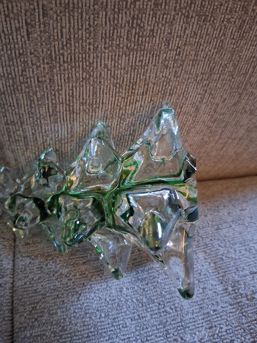 Vintage Murano Inspired Blown Glass Tree With Green Ribbon Coloring 8" - Picture 2 of 6